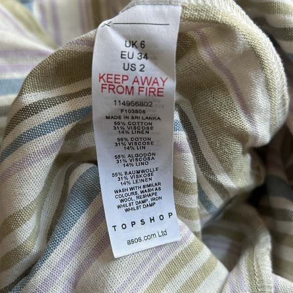 NWT Topshop Linen Pastel Stripe Romper | Linen Romper | Pastel | Topshop - Picture 9 of 9